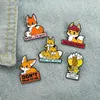 Brooches Cute Cartoon Animal Enamel Pin Funny Quote Fox Backpacks Lapel Pins Metal Badge Jewelry Gift For Friends Wholesale