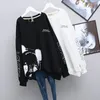 Felpe con cappuccio da donna Kawaii Cartoon Lettera Stampa Oversize Streetwear Felpa femminile Moda coreana Casual Manica lunga Pullover Top da donna