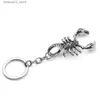 Keychains Lanyards Hip hop Antique Scorpion Keychain Animal Pendant Fashion Punk Keyrings Men Car Key Holder Jewelry Gift Q240201