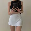 Saias Mulheres Meninas Vintage Tênis Mini Saia Cor Sólida Branco Preto Khaki Cinza Cintura Alta Envoltório Saia Minissaia com Forro Shorts YQ240201