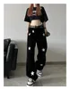 Pantalons pour femmes Jeans taille haute gothique pour femmes Baggy point pentagramme jambe large Harajuku Denim Streetwear Y2k