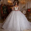 Luxury Glitter Wedding Dress Sparkly Lace Sequins Bridal Gown Classic Ball Gown Long Illusion Bride Robe Vestidos De Novia 2024