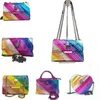 Chic Kurt Eagle Head Designer Bag Artificial Diamond Shoulder Bags Large Capacity Tote Bag Iridescence Color Crossbody Bags Rainbow Chain Purse Handbag 230915