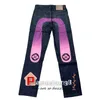 2024 Pantalons pour hommes jeans broderie en forme de M tube droit pantalon large jambe long bord rue décontracté EV jeans vêtements de rue hip-hop pour hommes taille 28-40