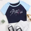 Camiseta feminina kpop stray crianças maxident skzo meninas moda streetwear topos camiseta mulher colheita topo l240201