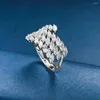 Anelli a grappolo Wong Rain Luxury 925 Sterling Silver Marquise Cut Lab Zaffiro Gemma di fidanzamento Gioielleria raffinata Fede nuziale Anello all'ingrosso