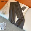 Women's Pants 2024 Autumn Casual Retro Solid Color High Waist Wide Leg Women Fashion Vintage Loose Drawstring Soft Full Length Trousers