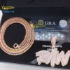 Pendentif Hip Hop glacé en argent Sterling 925, bijoux fins, nom personnalisé, lettre Vvs Moissanite, pendentif en diamant