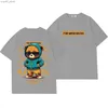 T-shirt da uomo T-shirt da uomo estiva 100% cotone Anime Cartoon Bear Stampa T-shirt da uomo a maniche corte Coreano Abbigliamento da strada Casual Top da donna Q240201