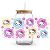 Autocollants de fenêtre mignon Kawaii Kitty chat rose 16oz tasse UV DTF Wrap autocollants de transfert auto-adhésifs impression personnalisée