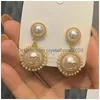 Stud mode stora pärlstång örhängen designer brev hänge örhänge för kvinnor högkvalitativa smycken tillbehör gåvor s sier nål d dhixb