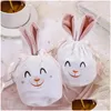 Cadeau Wrap Pâques DString Cadeaux Sacs Oreilles de dessin animé Veet Candy Sac Enfants Emballage Happy Party Décor Drop Livraison Maison Jardin Festif Sup Otvxf