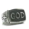 Mens Boys 316L rostfritt stål Cool Cross God Jesus Christ Ring Est Cluster Rings331L