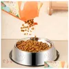 Dog Bowls & Feeders Pet Supplies Stainless Steel Bowl Cat Food Wholesale Set Dog With Paw Print And Rubber Base Drop Delivery Home Gar Dhndn