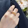 925 Sterling zilveren ringen voor dames bewegende trouwring 18k roségouden ring met volledige strass dubbellaags