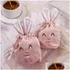 Gift Wrap Easter Dstring Gifts Bags Cartoon Ears Veet Candy Bag Kids Packaging Happy Party Decor Drop Delivery Home Garden Festive Sup Otbef