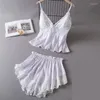 Pijamas de pulseira de verão de roupas femininas Conjunto feminino de lacta de renda de linge de palha de lingerie íntima de cetim de cetim de cetim