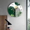 Wall Clocks Bohemian Abstract Watercolor Leaves Printed Clock Modern Silent Living Room Home Decor Hanging Watch