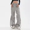 Pantalon femme taille élastique femme pantalon haute Cargo élégant rétro surdimensionné jambe droite conception avec pour la mode