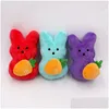 Accesorios de dibujos animados Conejo P Peeps Lindo Conejito Zanahoria Muñeca Juguete Animal Relleno Llavero Kawaii Pascuas Juguetes Habitación Sofá Decoración de Escritorio Oteov