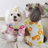 Hundebekleidung Warme Haustierkleidung Baumwollpyjama Gelbe Ente Weiches Material Dehnbarer Einteiler Katze für kleine Hunde