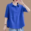 女性用Tシャツ服2024夏のシンプルなカジュアルストリートウェア特大のポロカラーTシャツソリッドカラートップスY2Kカミゼタ