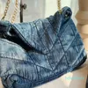 denim jeans schoudertas hoogwaardige dames matte leren band zware ketting kruis retro 33 cm253D