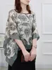 Women's Blouses Fitshinling Vintage Oversize Poncho Women Blouse Print Loose Batwing Sleeve Summer Shawl Blusas Mujer Female Clothing 2024
