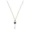 Swarovski Collier Designer Femmes Original Qualité Colliers Diables Clé Collier Femmes Tempérament Minimaliste Or Rose Bleu Collier Oeil Chaîne