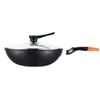 Pentole Pan Maifan Stone Wok Antiaderente Fornello a induzione senza fumo Fornello a gas 32CM34CM Stir-fry Pentola in ferro Cottura Pentole da cucina