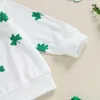 Kledingsets Geboren babyjongen St Patricks Day-outfits Lange mouw Klavertje vier Print Sweatshirt Groen Casual broek 2-delige set