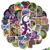 Bilklistermärken 50st/Lot Cartoon Psychedelic Sticker Hippie Eesthetic Art Iti Decals skateboard kylskåp gitarr diy droppleverans mobil dhwl7