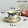 Tasses rétro en porcelaine bleue et blanche, ensemble de soucoupes à café, légères, de luxe, exquises, tasse à thé de l'après-midi, assiette à Dessert, céramique sûre