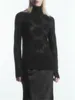 Suéter feminino 2024 bolinhas jacquard gola alta ligeiramente transparente slim casual manga comprida pulôver fino