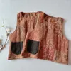 Ubranie etniczne 2024 Chińskie vintage topy Hanfu Tradycyjne bawełniane kamizelki lniane narodowe kwiat pirnt kurtka bez rękawów bawełna
