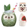 Wine Glasses Creative 300-500ml Ceramic Shark Owl Panda Modeling Tiki Cup Hawaii Cocktail Sand Ice Cold Drink Mug Funny Drinkware Gift