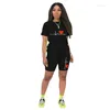 Damen Trainingsanzüge Frauen Sommer Zweiteiliges Set Pullover Kurzarm O-Ausschnitt T-Shirt Shorts Casual Jogger Biker Sexy Outfits