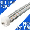 8 Fuß LED-Röhrenleuchte, T8-LED-Glühbirne 8 Fuß, 72 W (entspricht 300 W), LED-Ladenleuchten mit Einzelstift-FA8-Sockel, Dual-Ended-Stromversorgung, Kaltweiß 6000 K, transparente Abdeckung, AC 85–277 V, USAstock