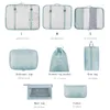 Bolsas de almacenamiento 8pcs Conjunto Organizador para accesorios de viaje Maleta de equipaje Bolsa de lavado impermeable portátil