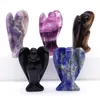 장식 인형 2 "Guardian Angel Stone Carvings Natural Reiki Healing Crystals Amethyst Lapis Lazuli Gem Craft Home Decoration