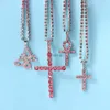 Chokers Iced Out Crystal Ankh Cross Pendant Tennis Necklace For Women Shining Farterfly Rhinestone Clavicle Chain Choker 2021 New Jewely YQ240201