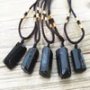 Hängen Natural Stone Necklace Black Tourmaline Pelare Pendant grovt fin Crystal Thick Healing Energy Jewelry Gift