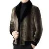 Vêtements d'hiver en cuir pour hommes d'âge moyen, de styliste, pour pères, avec manteau en peluche et en vison épais, 99QV