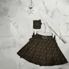 Two Piece Dress designer Women Sets Blouse Pleated Skirt Luxurys Suit Jacket Stick Drill Letter Ladies Brown Black
