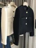 Женская куртка-пальто на осень-зиму, корейская мода, твидовый маленький костюм, короткие универсальные топы, женская одежда, повседневная одежда 240201