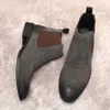 Knöchel 42 Echtes Leder Schwarz Braun Slip-on-Kleid Mann Hochwertiger formeller Herbst-Herren-Wildleder-Stiefelschuh