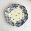 Mokken Retro Blauw En Wit Porselein Koffiekopje Schotel Set Licht Luxe Prachtige Afternoon Tea Mok Dessertbord Veilig Keramiek