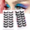 7 paires de Faux cils colorés D Curl naturel moelleux coloré maquillage Faux cils extensions Volumes russes