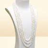 Handgefertigte lange 200 cm natürliche 78 mm weiße Barock-Süßwasserperlen-Halskette, Pulloverkette222s9251133