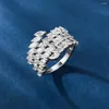 Bagues de cluster Wong Rain Luxury 925 Sterling Silver Marquise Cut Lab Sapphire Gemstone Engagement Fine Bijoux Bague de mariage en gros